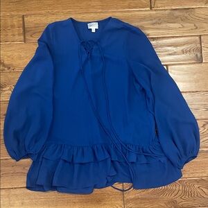 Chic Blue Blouse with Ruffle Design